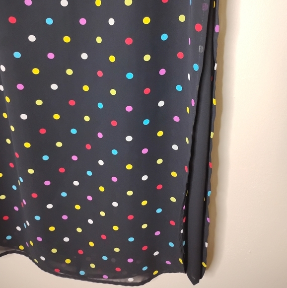 Vintage 80s Central Falls Polka Dot Skirt 6 New Wave Retro Chiffon Side Slit - Picture 5 of 11